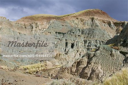 Strange green rock formations in the Eastern Oregon desert