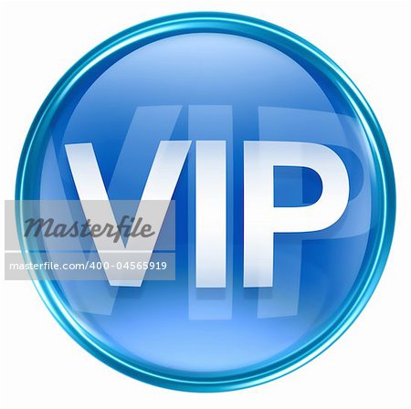 VIP icon blue, isolated on white background.