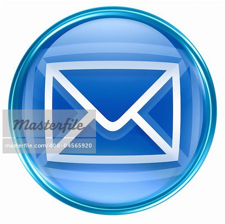 postal envelope blue, isolated on white background