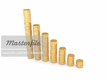 3d rendered illustration from packs of golden coins