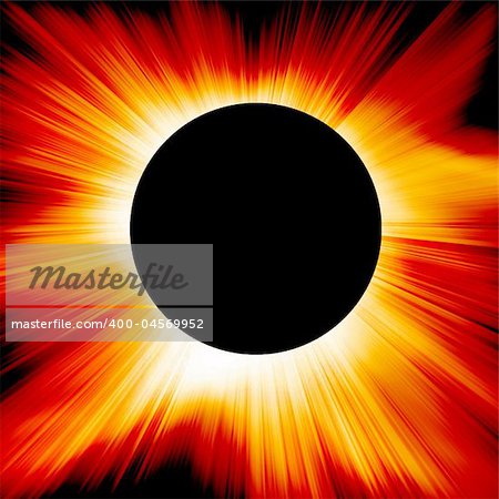 Red solar eclipse in outer space