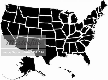 Very detailed vector file of all fifty states. Each state is grouped individually and labeled in the layers palette.
