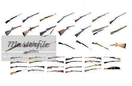 High resolution photos of various rifles each isolated on a white background. Pack of 45, great value for money!