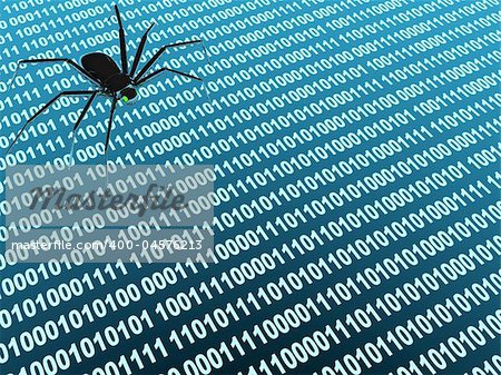 Internet concept - spider and binary code