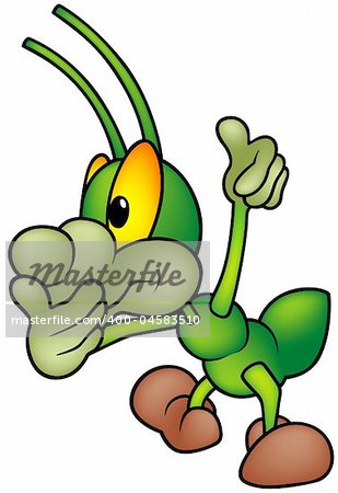 Happy Green Bug 03 - standing bug, cartoon illustration as vector