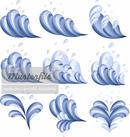Waves icon set, isolated on white, eps 8 format