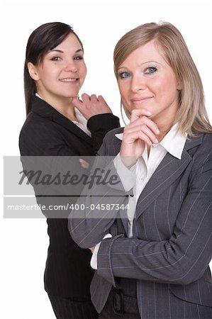 two businesswomen over white background