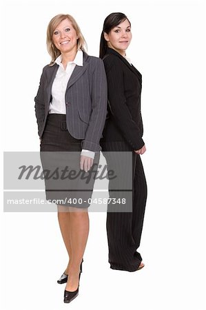 two businesswomen over white background