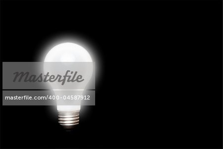 A bright turned on incandescent light bulb.