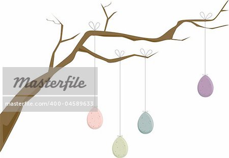 Egg hanging from a tree branch