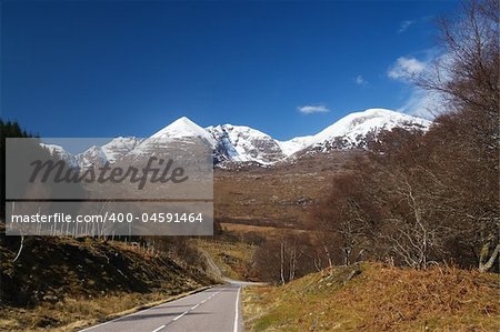 Scottish mountain An Teallach with springtime snow covering