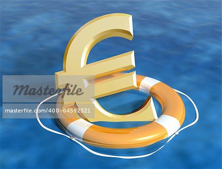 Illustration of the sinking euro being saved