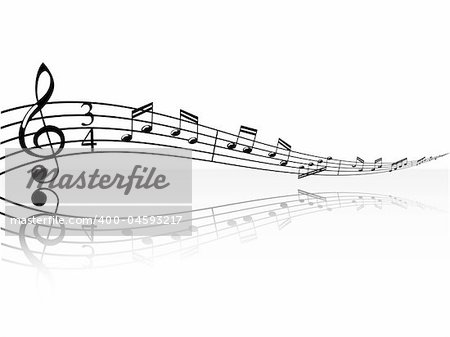 musical background with black classical notes on white that can be scaled to any size