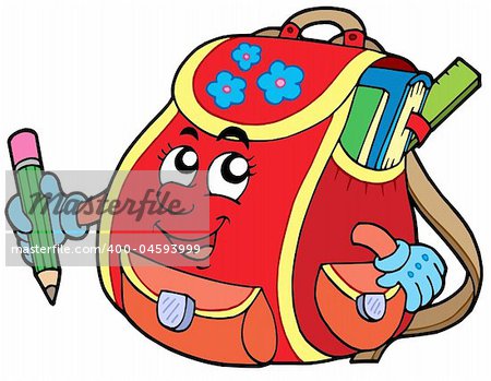 Red school bag - vector illustration.