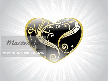 abstract black heart with swirl design