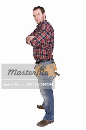 worker with tools. over white background