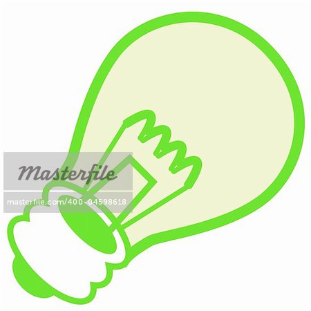 Vector illustration of a green lightbulb , representing clean energy.  Made in Adobe Illustrator, easy adjustable colors.