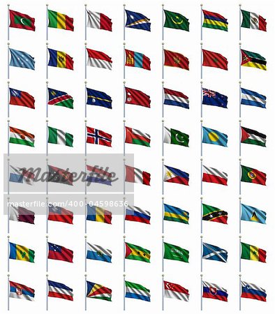 World Flags Set 3 of 4 - M to S - set of flags in alphabetical order from Maldives to Slovenia