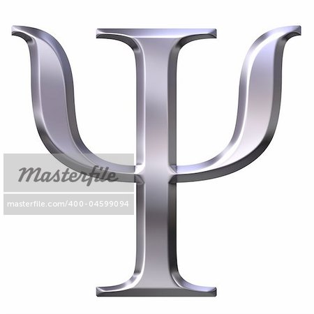 3d silver Greek letter Psi isolated in white