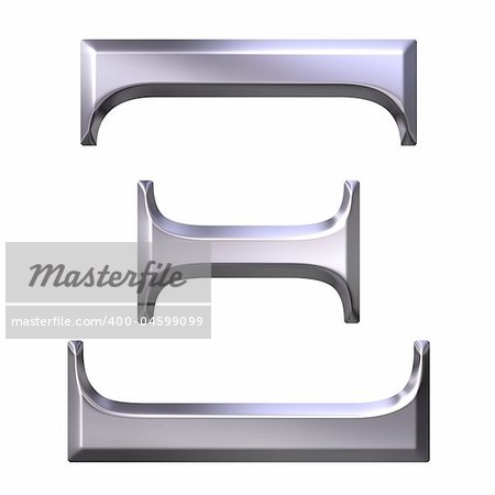 3d silver Greek letter Xi isolated in white