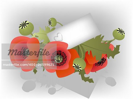 Vector poppy bunch with love letter. Easy to edit and modify. EPS file included.