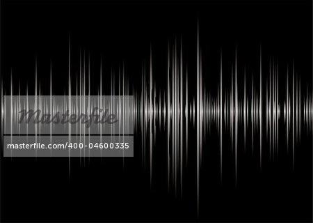 Black and silver graphic music read out with peaks and wave forms