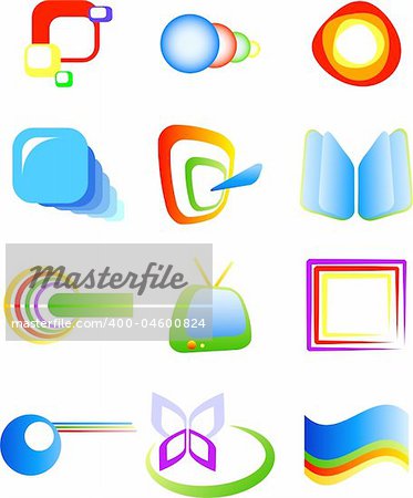 Abstract vector symbols, 12 elements four your design, isolated on white, eps 8 format