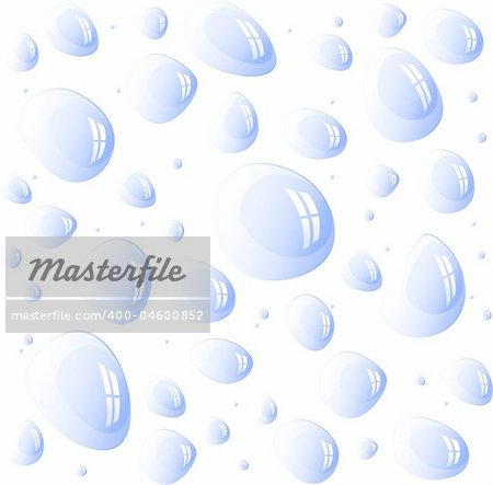 Drops, vector, isolated on white