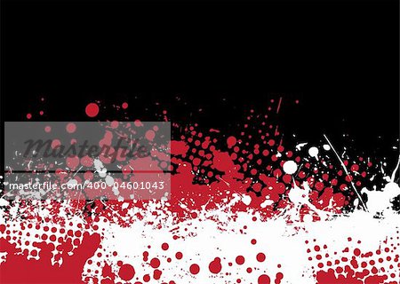 Blood splat abstract background with red and white ink pools