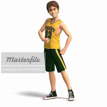 young manga character in basketball clothes With Clipping Path