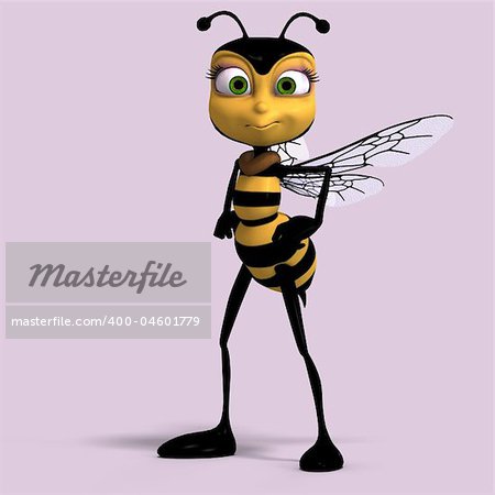 very sweet render of a honey bee in yellow and black with Clipping Path