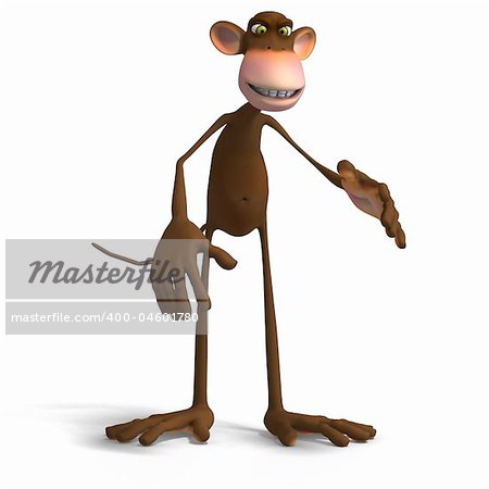Render of a funny Toon Monkey with Clipping Path