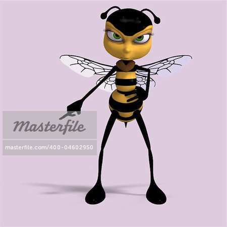 very sweet render of a honey bee in yellow and black with Clipping Path