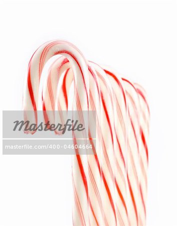 Row of Candy Canes isolated on White
