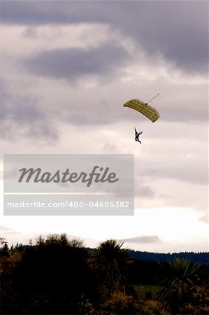 Paraglider Decending onto Ground