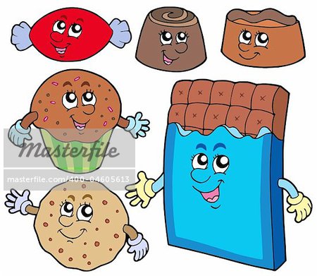 Chocolate sweets collection - vector illustration.