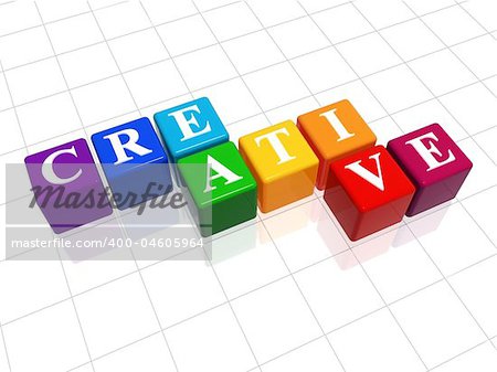 3d colour cubes with text - creative, word