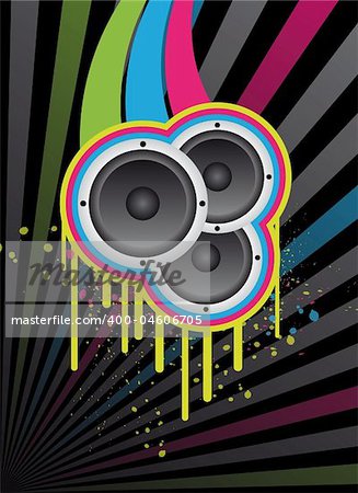 disco background with loudspeakers for design