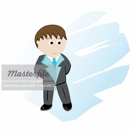 Cartoon bridegroom with abstract heart on background