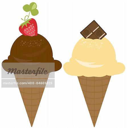 Vector Delicious Chocolate and Vanilla Ice Cream Set