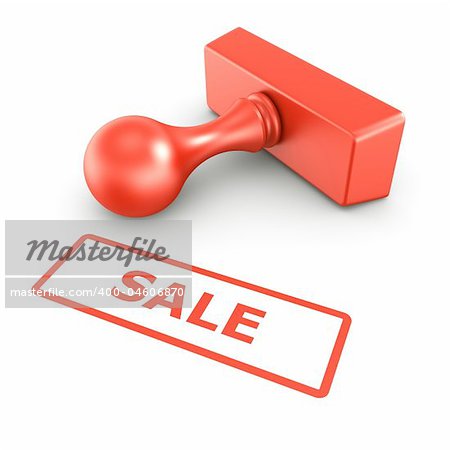 3d rendering of a rubber stamp with SALE in red ink