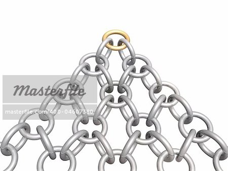 3d pyramid from silver parts of a circuit