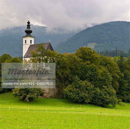 Beautiful landscape of St Nikolaus Church, Golling, Austria