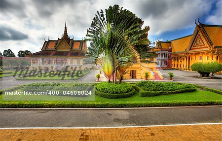 view to Garden and Royal Palace in Phnom Penh - Cambodia (HDR)