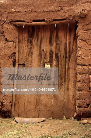 old damaged door in Maroccan suburbs