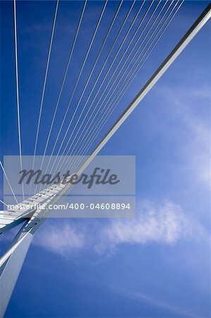 details of the Erasmus Bridge - the symbol of Rotterdam. Vertical shot
