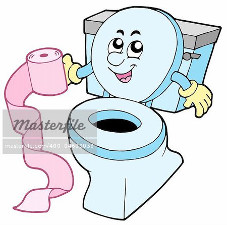 Cartoon toilet on white background - vector illustration.