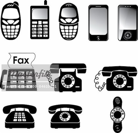 Collection of vector old and new phone icons