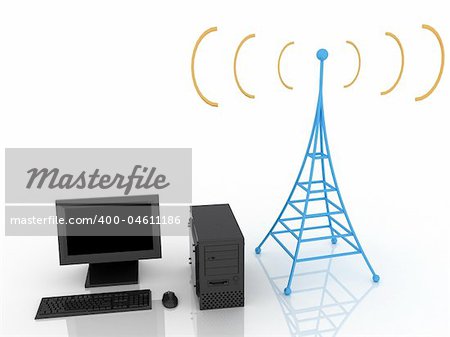 3d render of radio tower. Communication concept.