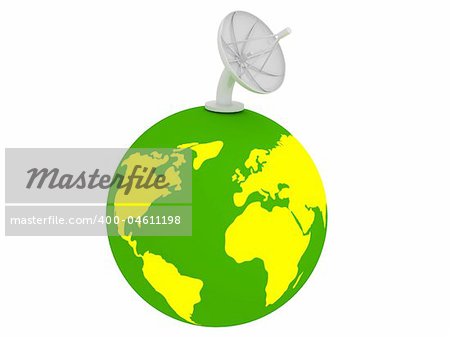 3d render of Satellite dish. Communication concept.